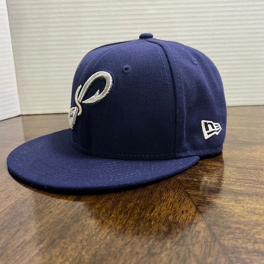 New Era Men's Pensacola Blue Wahoos Navy 59FIFTY Fitted Hat‎ Baseball Cap 6 1/2 - Picture 3 of 12
